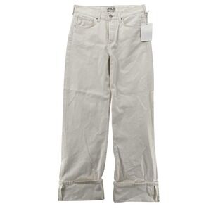 Etica Jeans Womens 28 White Relaxed Wide Leg Raw Hem Cotton Ethically Made Pants